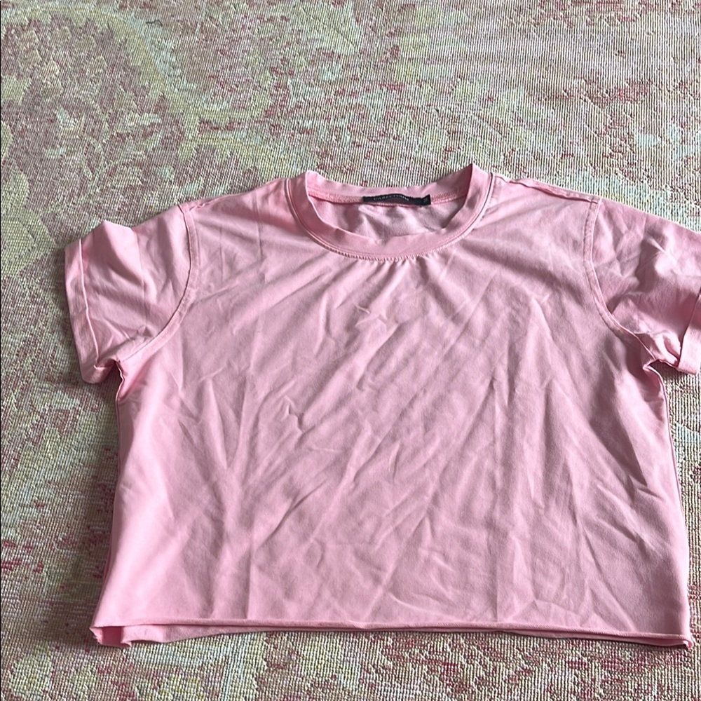 Amazon Pink Polo Crop Top Short Sleeve